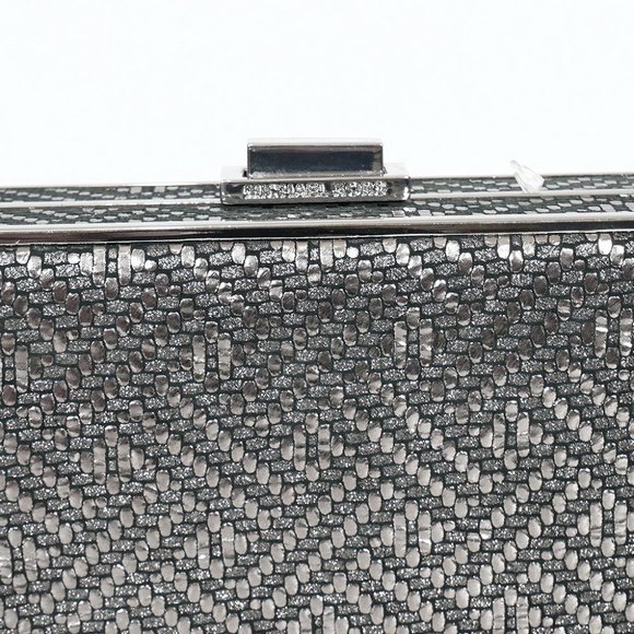 Silver Metallic Pearl Leather Medium Box Clutch - Picture 3 of 5